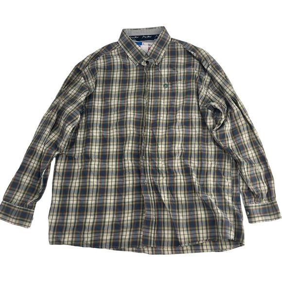 Vintage Wrangler Shirt Mens XL Tan Plaid Flannel George Strait Cowboy Collection - Picture 1 of 8